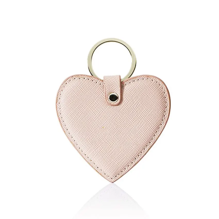 Custom logo Foil Stamped Engraved Branded Leather Heart Keyring