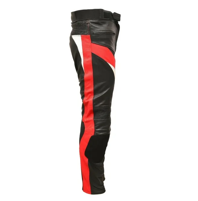 MEN SPEED 7 RED LEATHER COWHIDE MOTORCYCLE MOTOR BIKE JEANS TROUSERS in whole sale rates