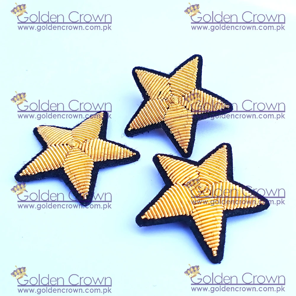 Gold Bullion Wire Embroidery Star Brooch | Wholesale Fashion Gold Bullion Embroidery Brooch