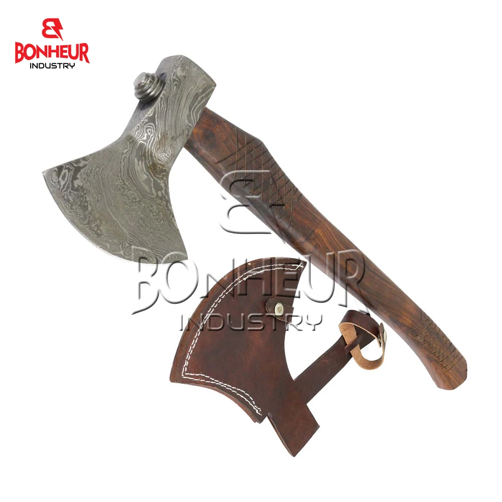 Топор Ручной работы из дамасской стали топор в стиле викингов с кожаным чехлом для кемпинга на открытом воздухе
