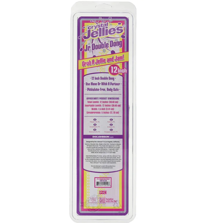 Crystal Jellies Jr Double Dong 12 Inch - Clear
