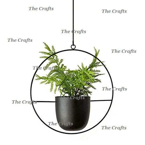 Iron Black Color Hanging Planter Handmade Round Shape Decorative Wall Hanging Planter At Affordable Price
