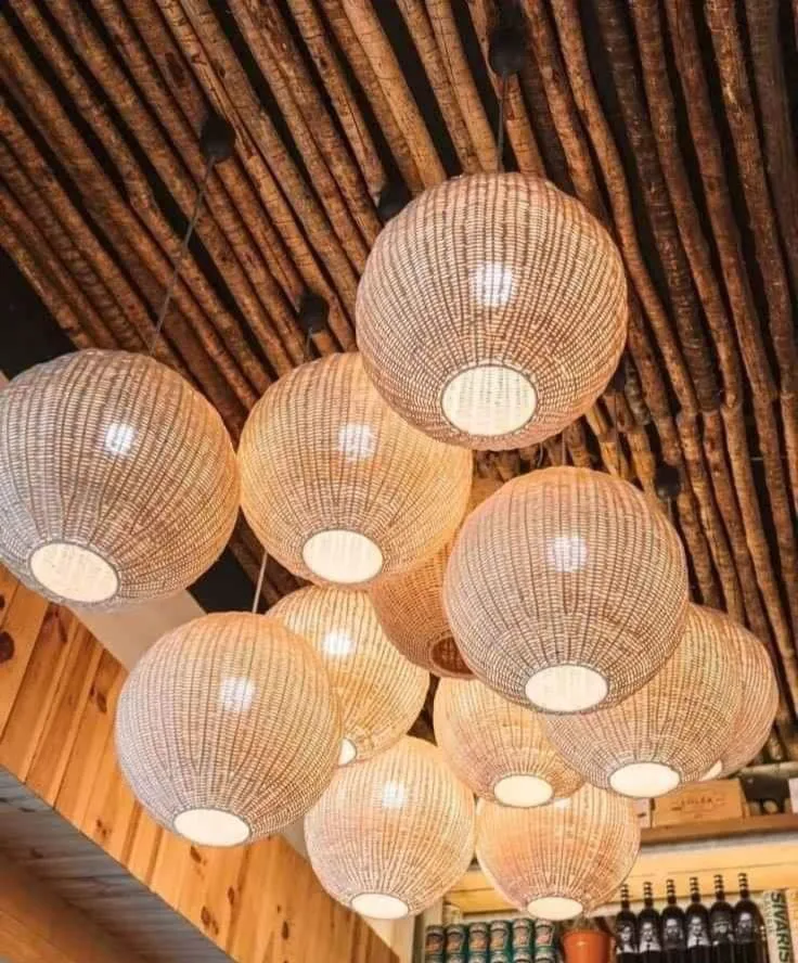 Modern Design Style 3500K (Warm White) Warm White Emitting Color Bamboo Lamp Wicker Rattan Export From Vietnam