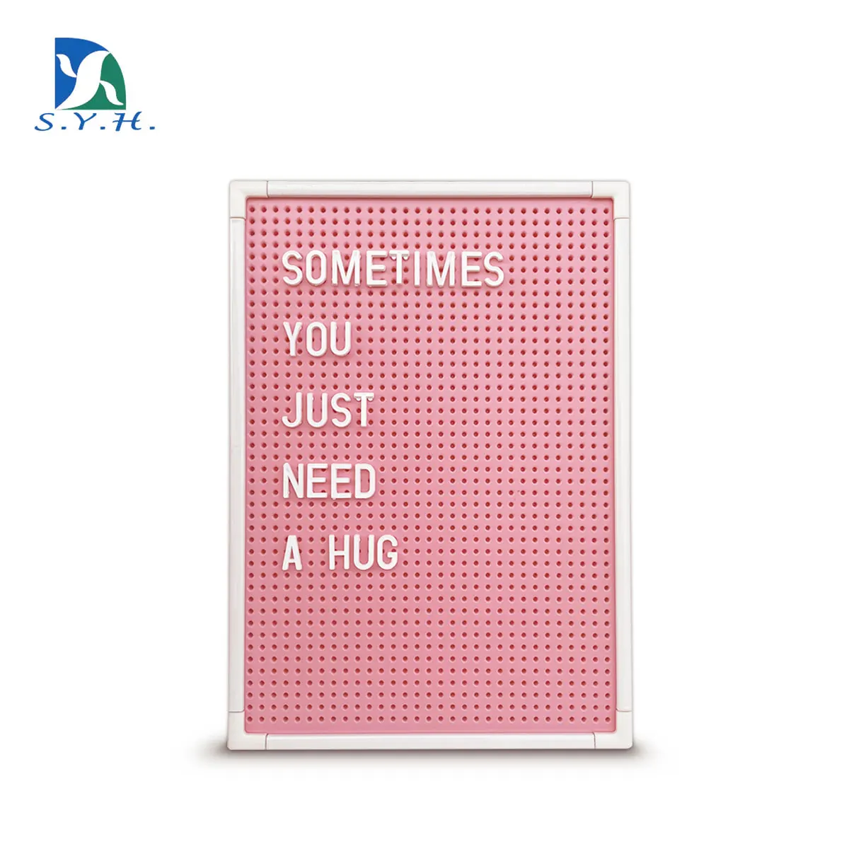 Pink message letter peg board with white aluminum frame Non-toxic