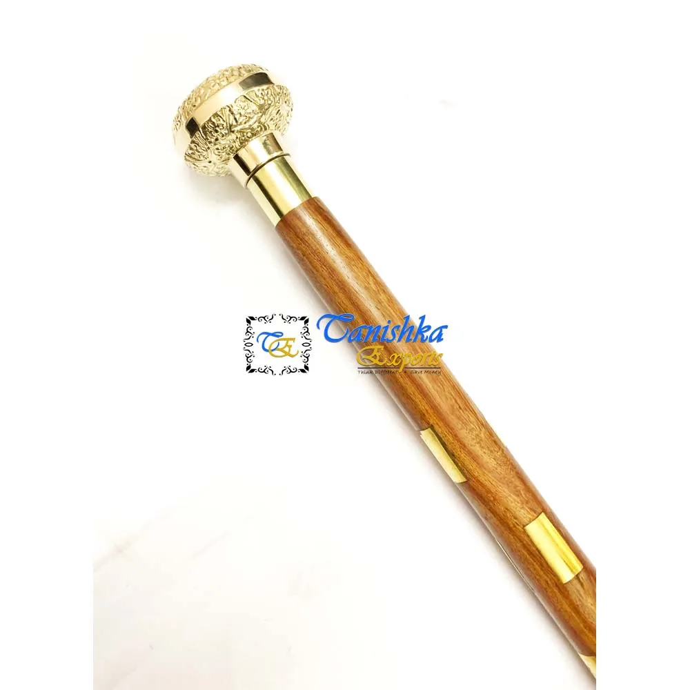 Designer Personalized Walking Stick Camping Hiking Wooden Walking Stick Designer Nautical Brass Walking Stick