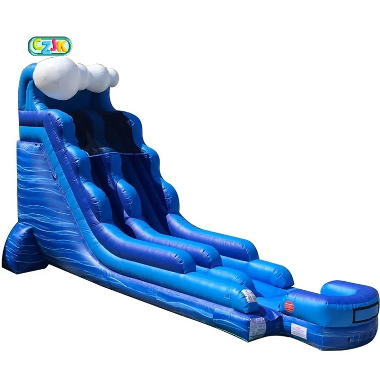 monster tsunami 30ft beach tall blue wild rapid the three successive shock double tidal wave inflatable water slide waterslide