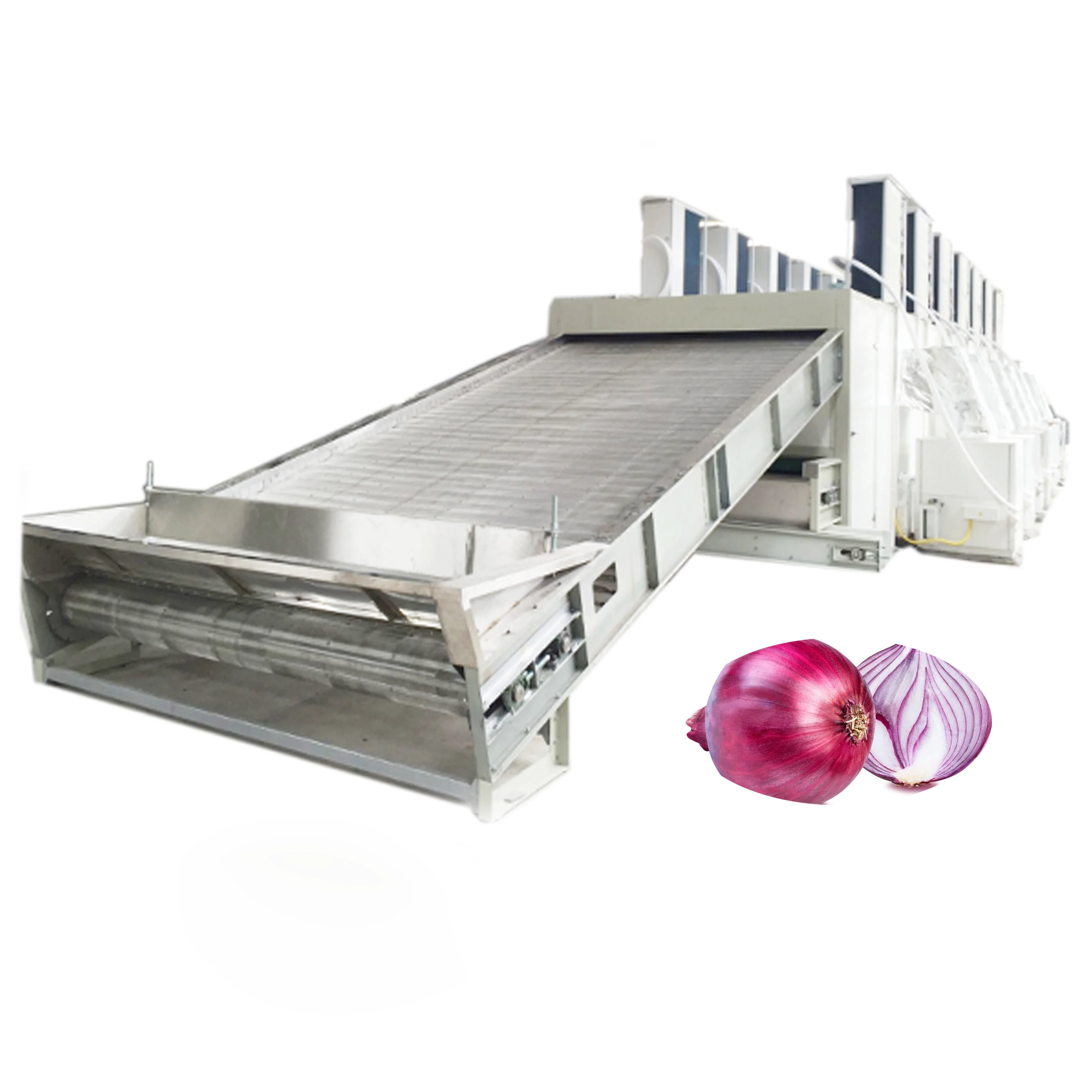 1 T/H PLC controlled  belt type onion vegetable drying oven with heat pump for industrial food drying machine