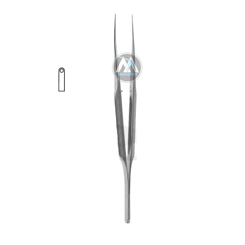 MILLS Manual Cardiovascular Tissue Forceps 0.5mm Ring Tips Straight Stainless Steel