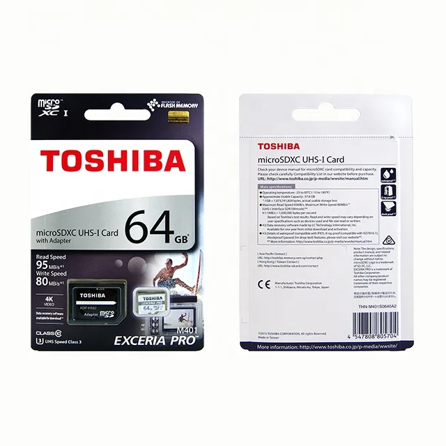 TOSHIBA  microSD memory card driving recorder mobile phone camera  M401 64gb support 4K TF memory card