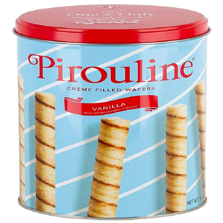 
 Pirouline вкусные Популярные вафельные рулоны бисквитные палочки с ванильным кремом заполненные 14 унций олова  