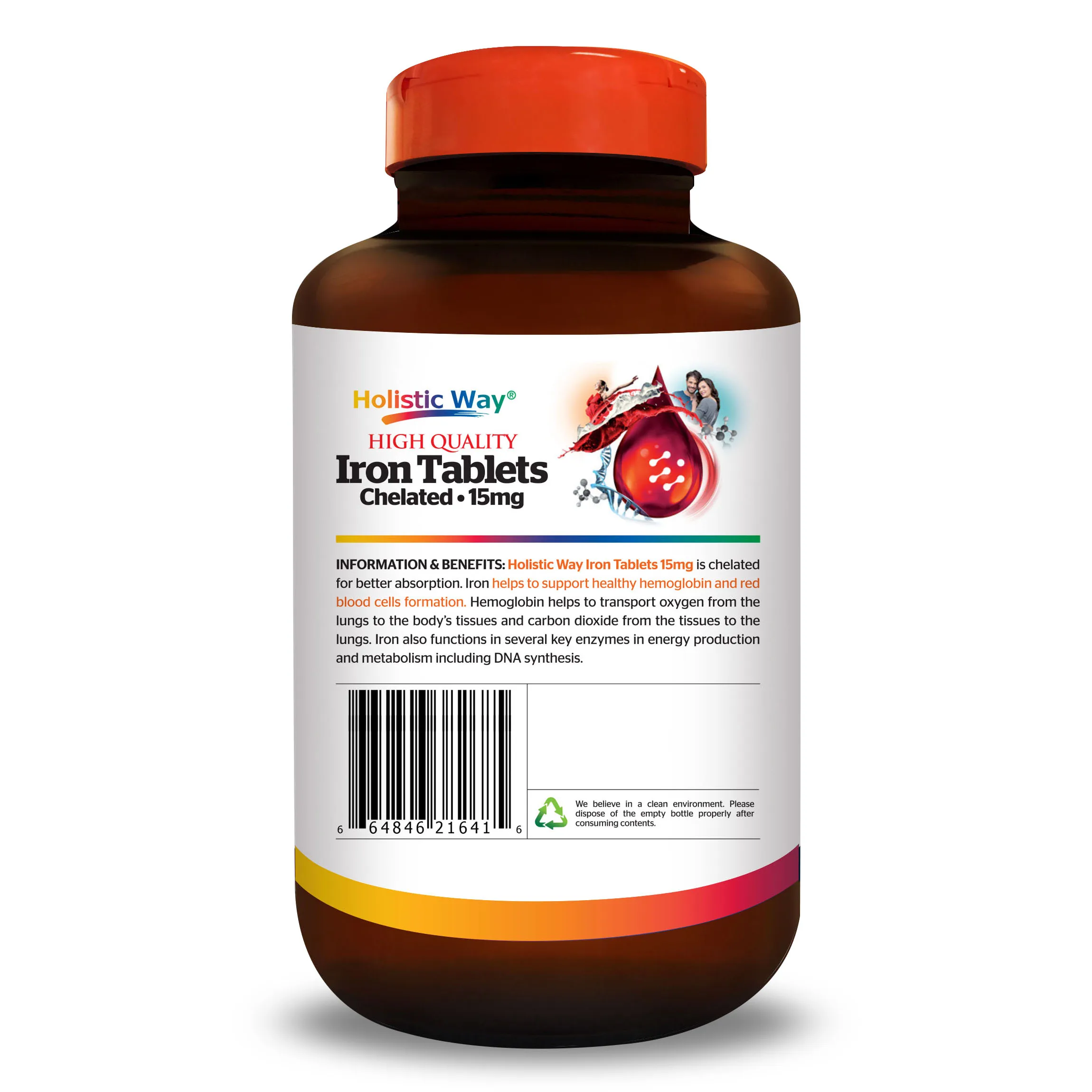 70g Healthcare Holistic Way Iron Tablets Chelated 15mg With 100 Tablets