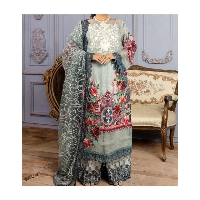 Customizable 2022 Top Quality OEM Service Casual Wear Women Lawn Collection 3 Piece Suit Available In Stock For Negotiable Price