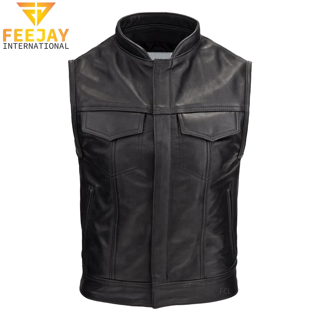 Лидер продаж 2021 модный мужской кожаный жилет из овечьей шерсти мотоциклетный Байкерский на заказ