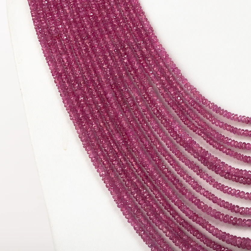 
Untreated Burma Ruby Faceted Rondelle Necklace Faceted Ruby Necklace Ruby Gemstone Beads 