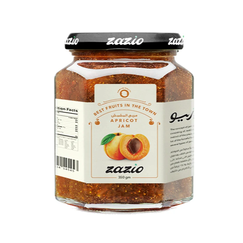 New Arrival Wholesale Apricot Hexagonal Jam Zazio 340g Seasonings and& Condiments Jam Supplier
