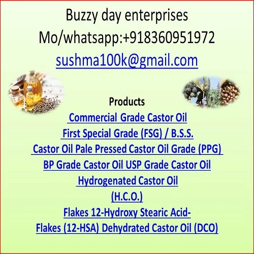 Hydrogenated castor oil & Castor seed wholesale supply from India