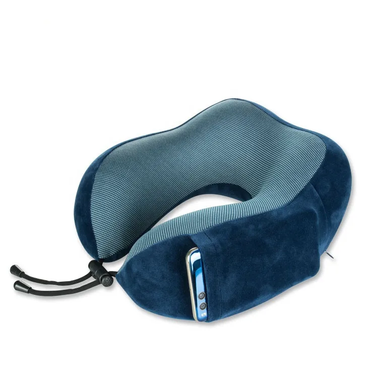 U Shape Supportive Memory Foam Neck Pillow Travel Kit Airplane Pillow with Phone Bag