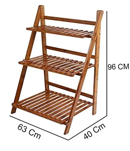 3-tier Acacia wooden plant racks High quality Vietnamese acacia wood gate easy to assemble environmentally friendly