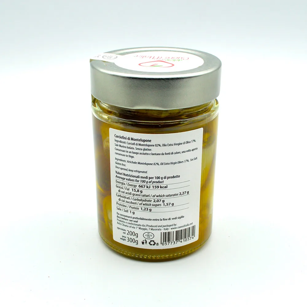 High Quality Italian Artichokes from Montelupone extra virgin olives oil  as entree as topping as ingredients ready to use glute