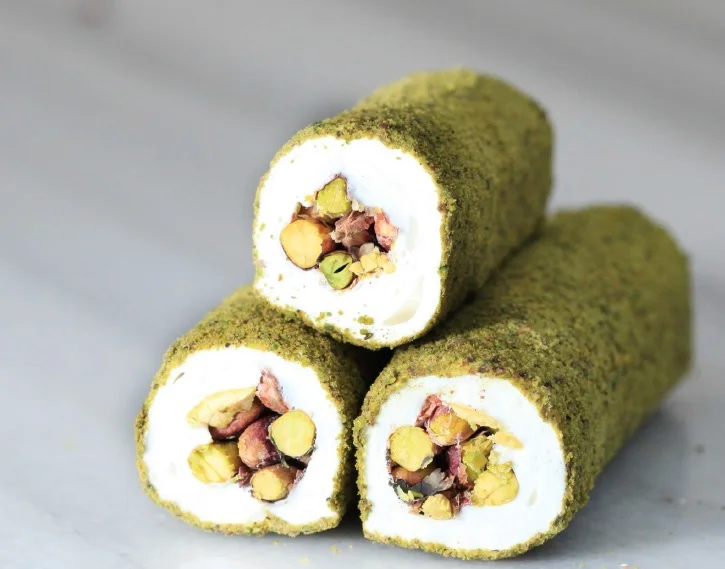 top quality PISTACHIO COVERED DOUBLE WRAPPED TURKISH DELIGHT WITH MILK 00-16