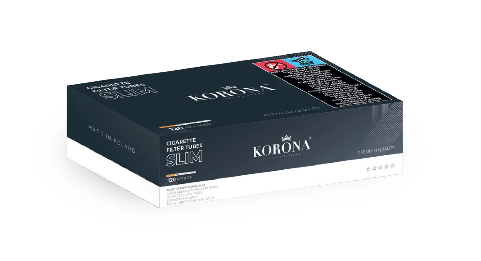 Slim Cigarette Filter Tubes Korona 120 with 20, 25, 30 mm long filter