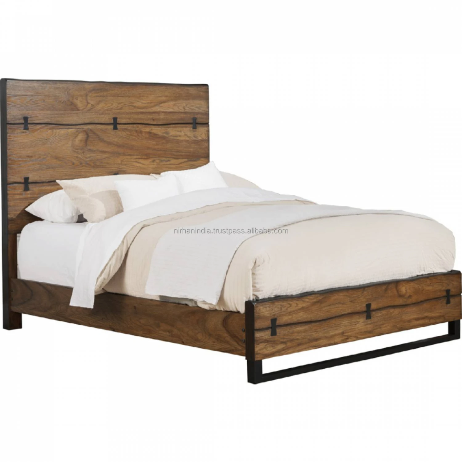 Finish Bed Wall Bed Home Furniture Bedroom Furniture Wood and Metal Modern Solid Wood Latest Design Top Quality Brown MANGO