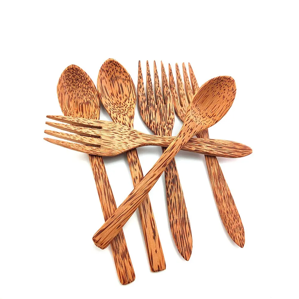 
Wholesale Vietnamese Handmade Coconut Wooden Cutlery Set Spoon and Fork Set Hot Trend Gift Set in Kitchen Space 