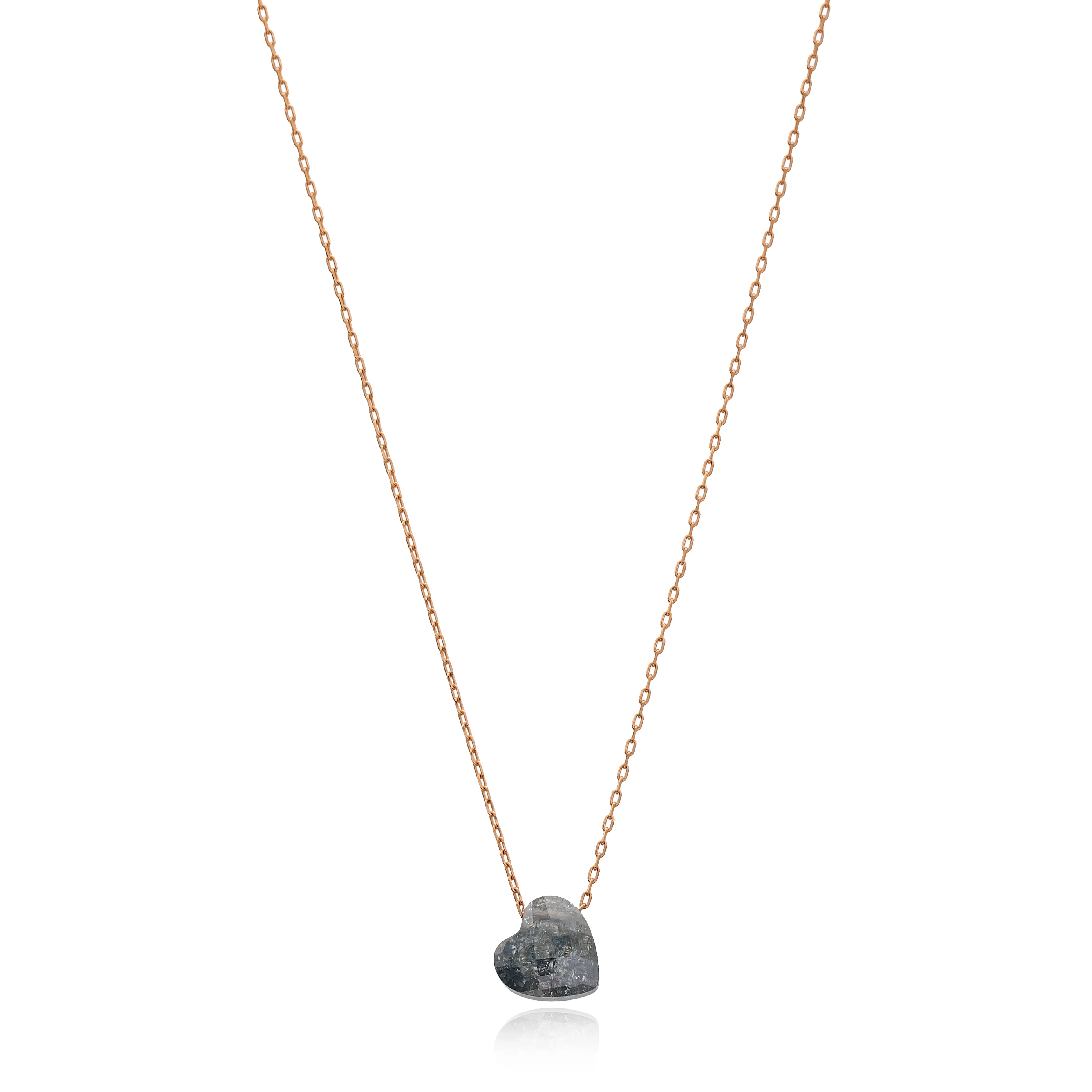 Black Quartz Heart Design Rose Gold Pendant Turkish Wholesale Sterling Silver Jewelry For Women