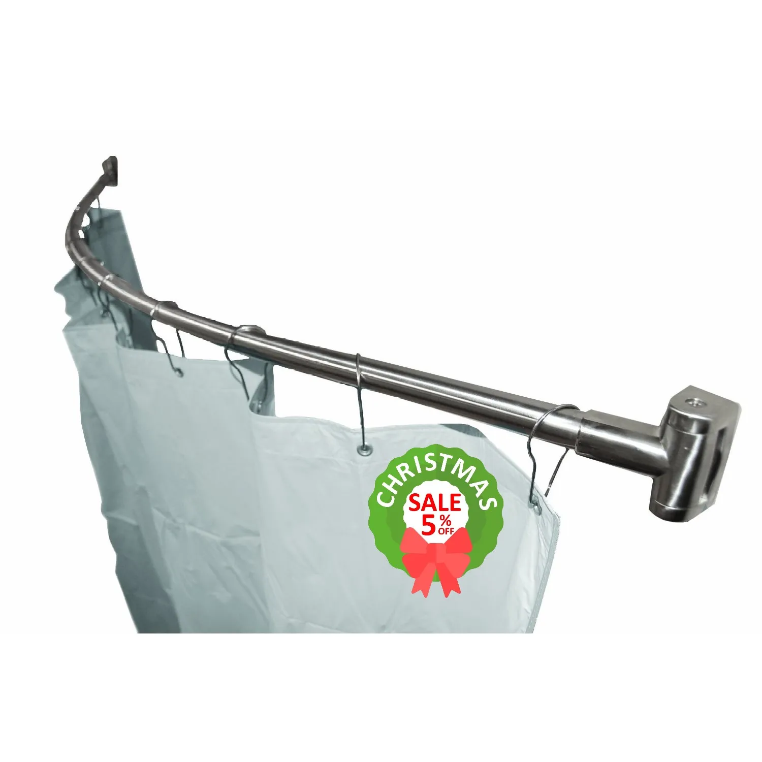 Curved Rustproof Wall Mounted Shower Curtain Pole