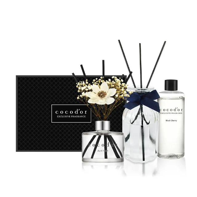 Home decor reed diffuser in glass jar with 8pcs reed sticks  , cocodor gift set