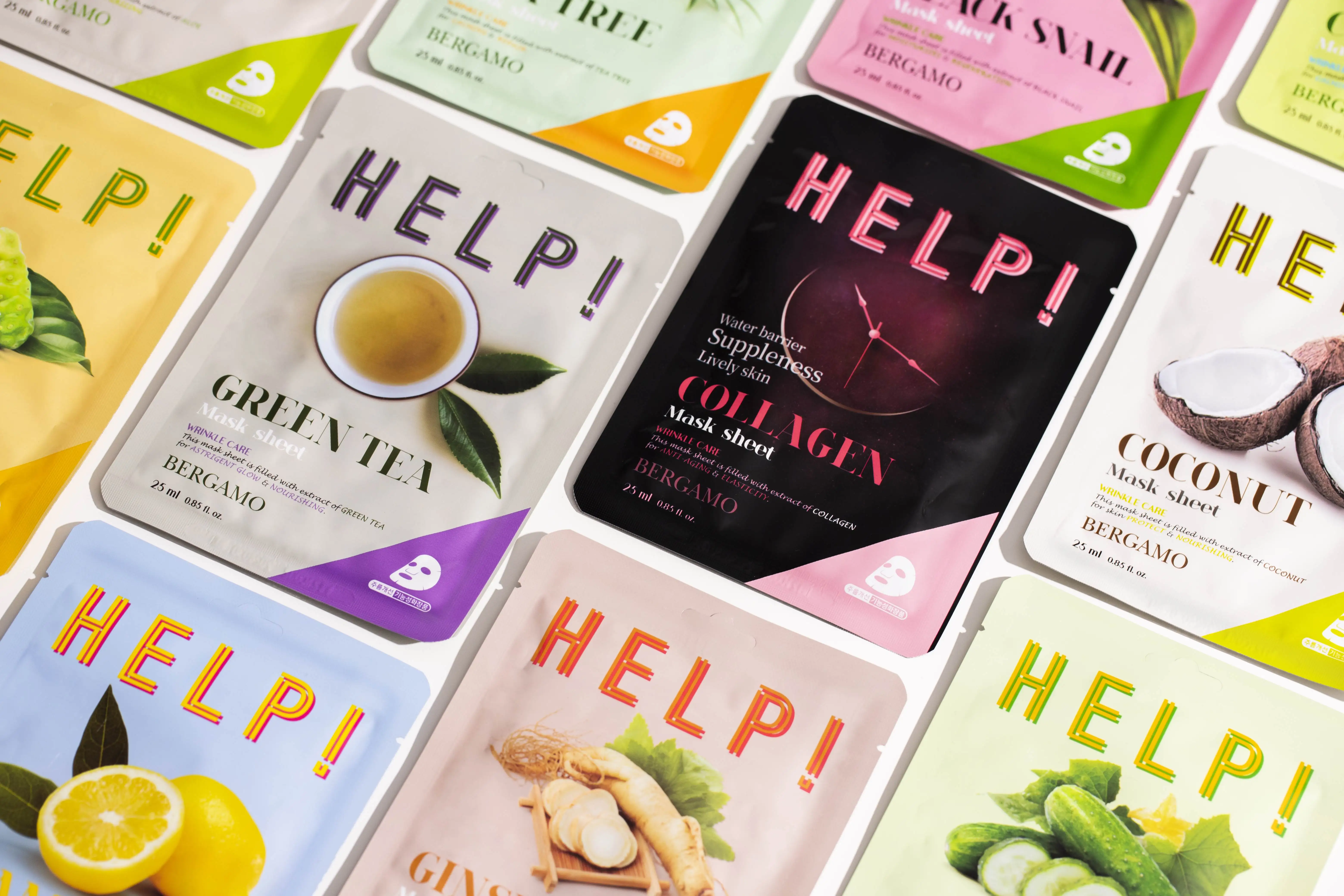 BERGAMO COCONUT HELP! MASK PACK made in Korea cotton sheet anti wrinkle soothing Clean herbal extract hydration moisturizing