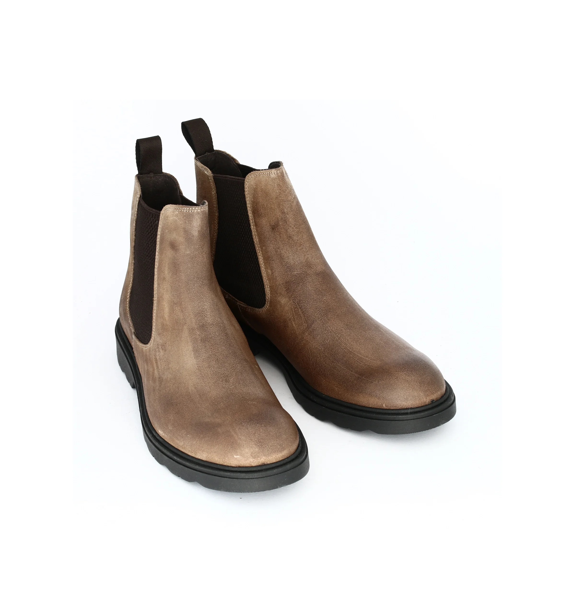 ITALIAN GREASED GENUINE LEATHER OR FAUX SUEDE HANDMADE IN ITALY CLASSIC MEN BEATLE BOOT WITH RUBBER SOLE