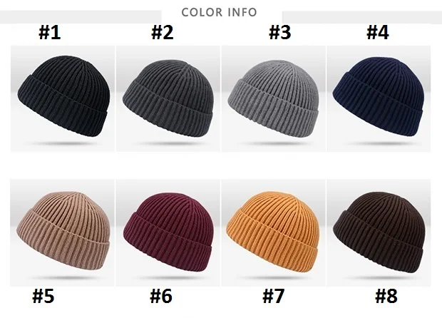 
Soft Ribbed Beanie Knit Ski Skull Hat Warm Solid Color Winter Cuff Blank Fisherman Beanie Winter Hats 