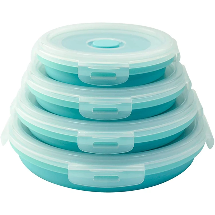 Airtight Collapsible Silicone Lunch Box Food Storage Containers With Lids