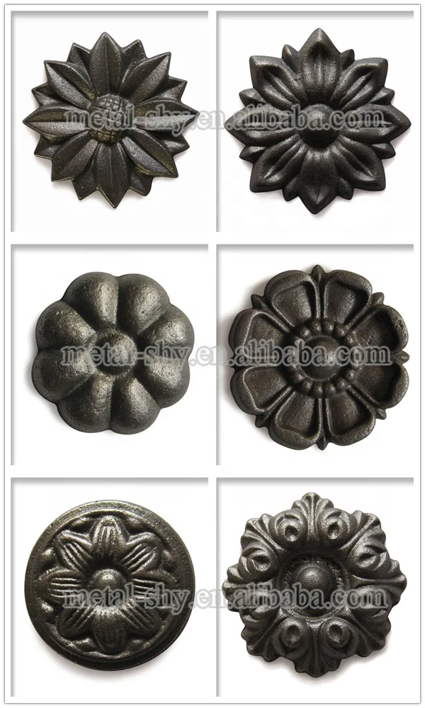 Cast Wrought Iron Flower Ornaments For Fence, Gate and Stairs Decoration | Forged Metal Ornamental Decorative Flower