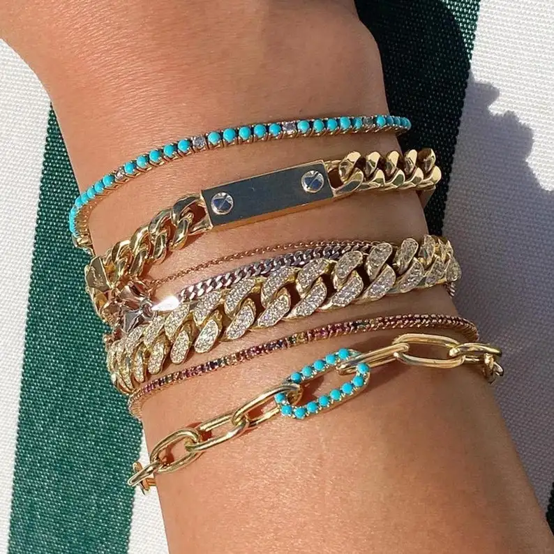 Браслет с бриллиантами для тенниса браслет бирюзовым камнем 14 к золотом бирюзовые браслеты ювелирные изделия ручной работы