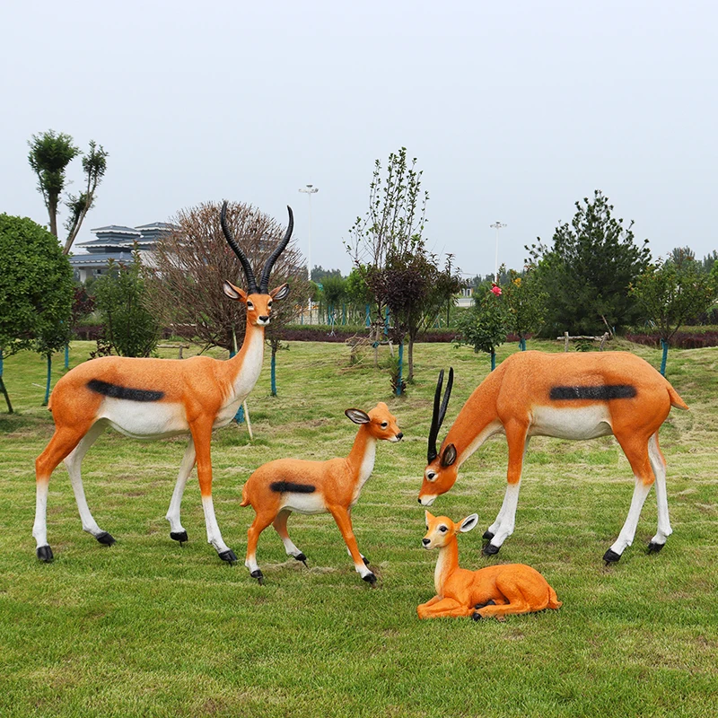 Custom contemporary art wildlife life size fiberglass gazelle statue