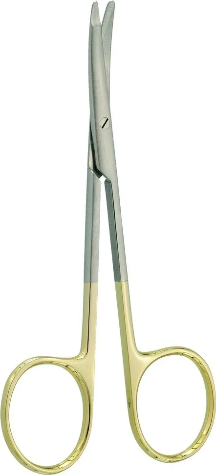 Blephroplasty Scissors Curved Flat Tips one Serrated Blades TC Scissors 4.5inch