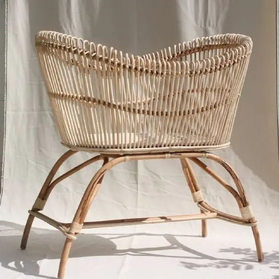 Wholesale Rattan Crib; Natural Wicker Baby Crib; Sleeping Bed Rattan bassinet for infants from Vietnam/ SISU/ RFK-502