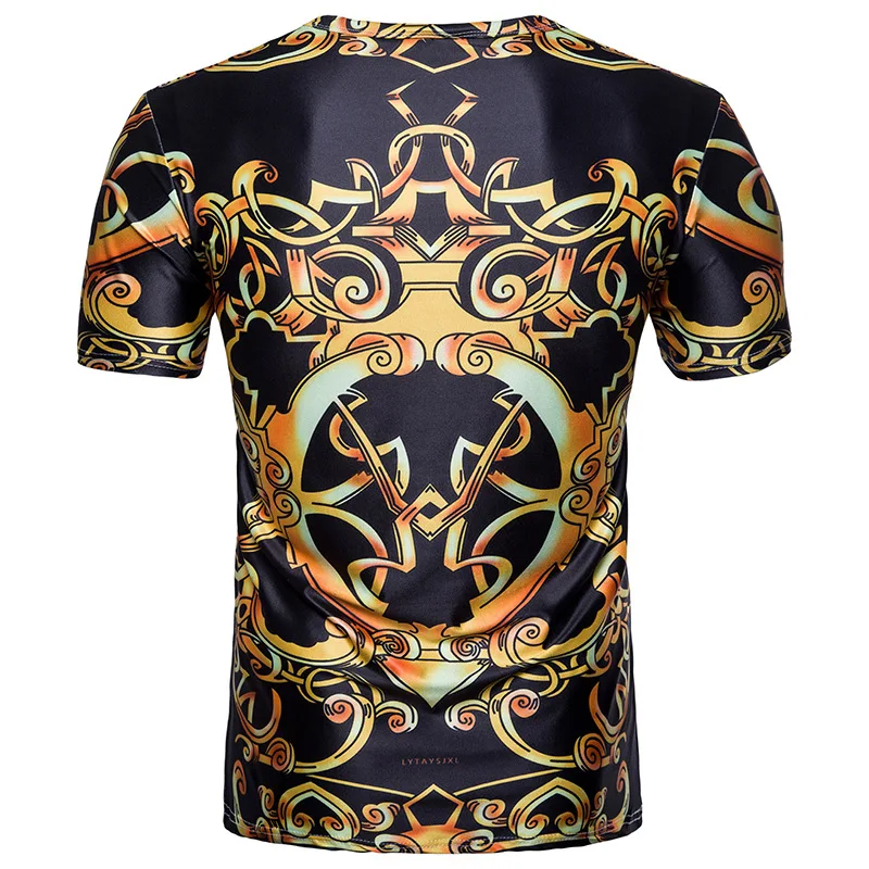 Round Neck Short Sleeve black color with beautiful golden sublimated design on it Unisex T-Shirt