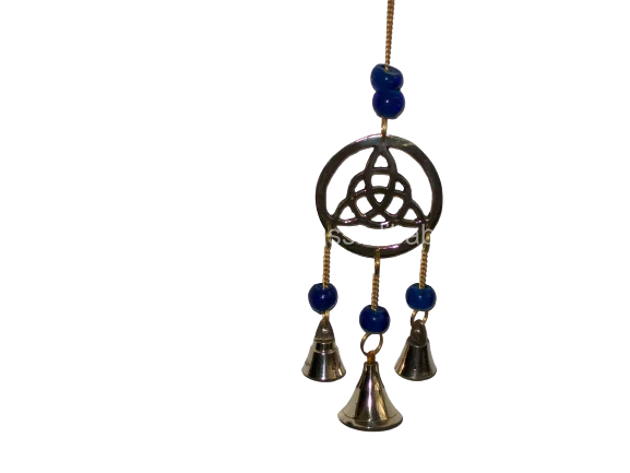 Brass bell wind chime with beads in white finish Pentagram Wind Chine Bell For Home Decoration