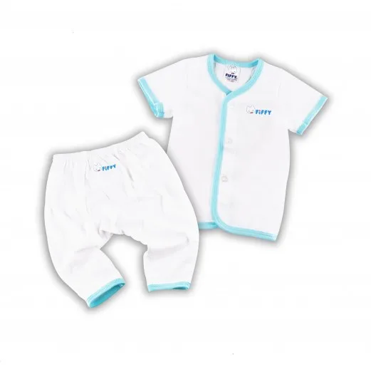 * Комплект * FIFFY Детский костюм, синий костюм с коротким рукавом + длинные брюки, Детский костюм, детская одежда