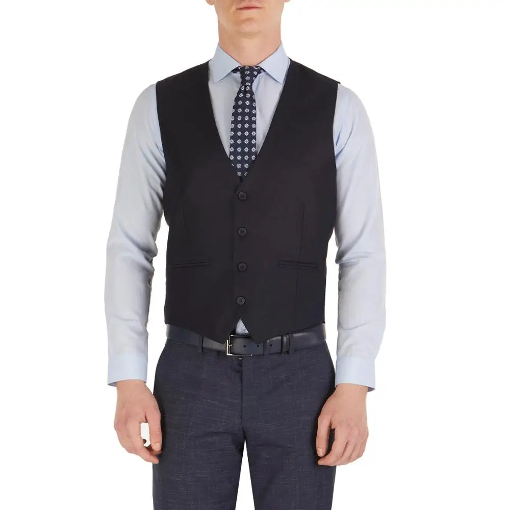  Жилет мужской однотонный из дышащей шерсти с V-образным вырезом