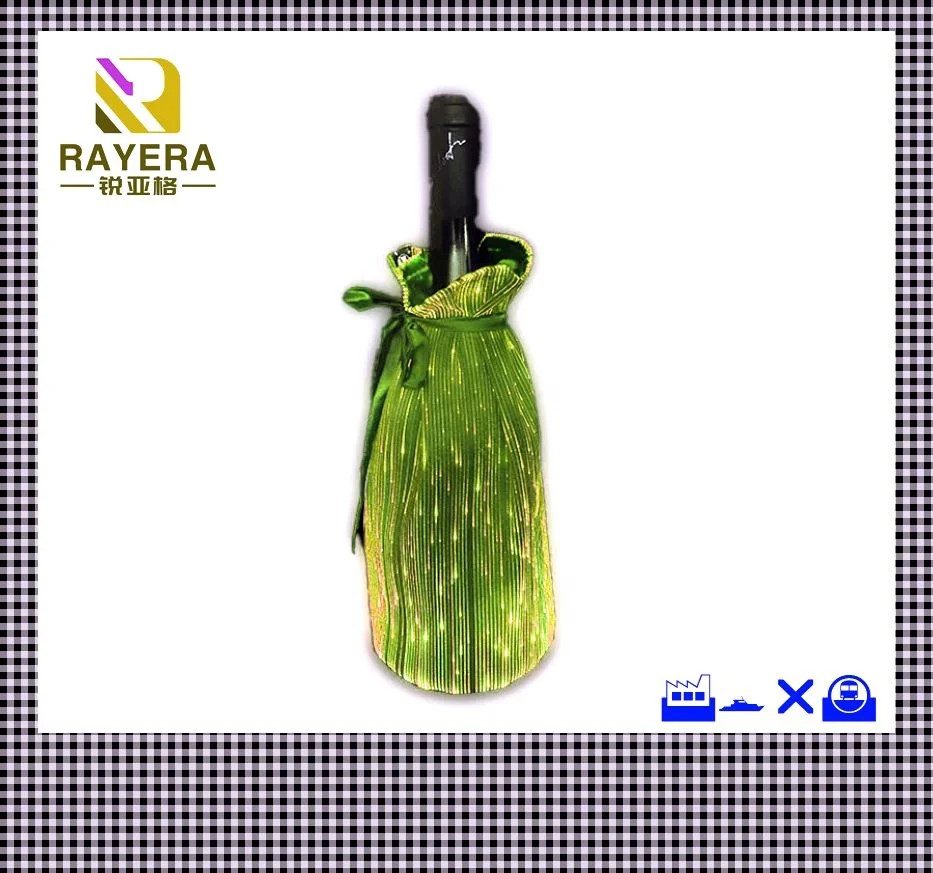 Led Wine-bottle Wrap Dresses Festive Packaging Wedding Favors Drawstring Pouches Fiber Optic Water Bottle  Bag Color Glowing