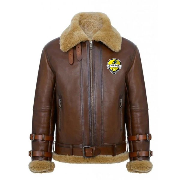 NEW Best Winter Brown Faux Suede Leather Jacket For Men Fur Collar Man Vintage Thick Shearling Leather Bomber Jacket Lining Mens