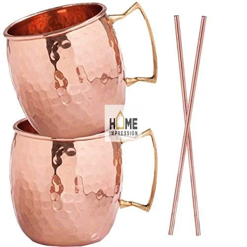 Classic Copper Antique Finished Hammered Texture Mug With Gold Plated Handle For Best Grip Tea And Coffee Serving Fancy Mugs