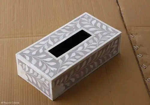Excellent Quality Rectangular Shape Bone Inlay Tissue Box  Home & Restaurant  with suitable price | MOP Inlay Box