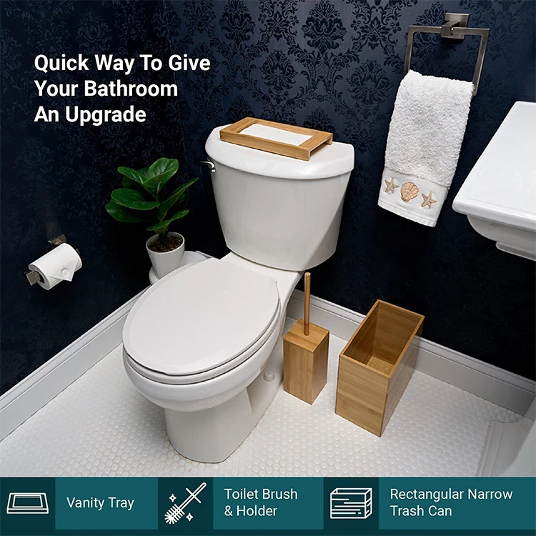 Larger Smart Bamboo Wooden Waste Bin Dust Bin Office Trash Can Garbage Container