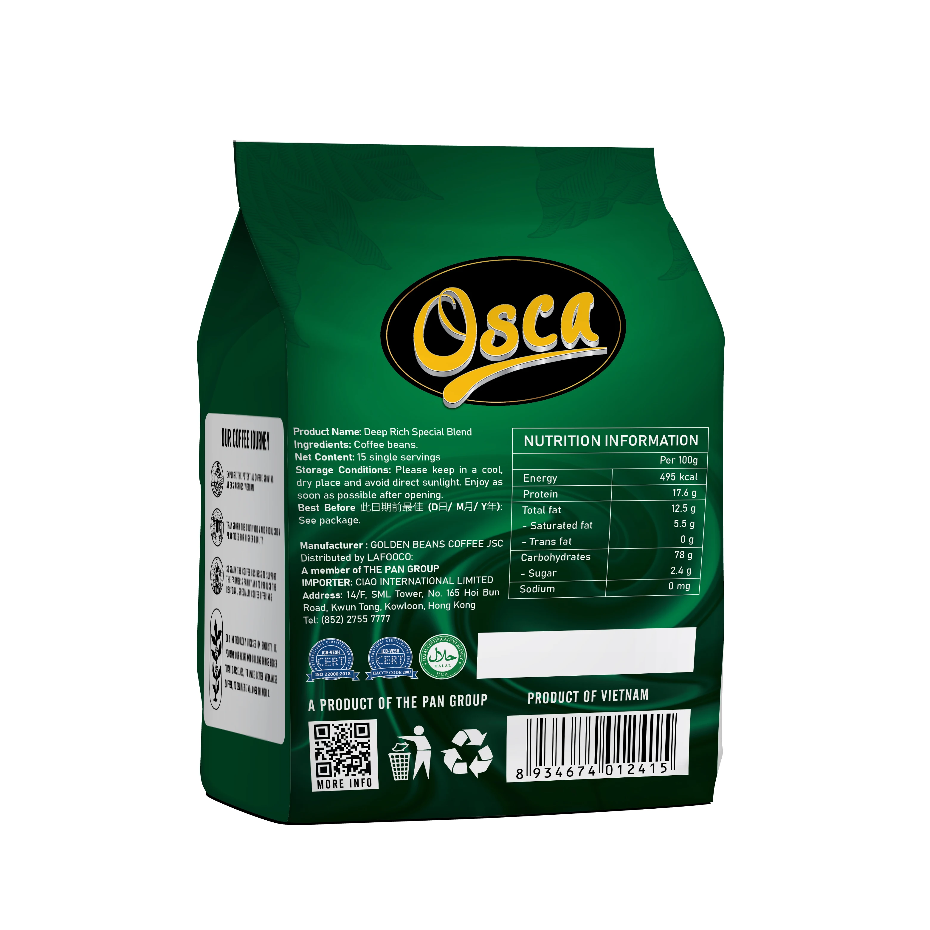 Osca капельный кофе LAFOOCO 15 Одиночная глубокая насыщенная специальная смесь вьетнамский классический зернистый кофе вьетнамский кофе обслуживание OEM