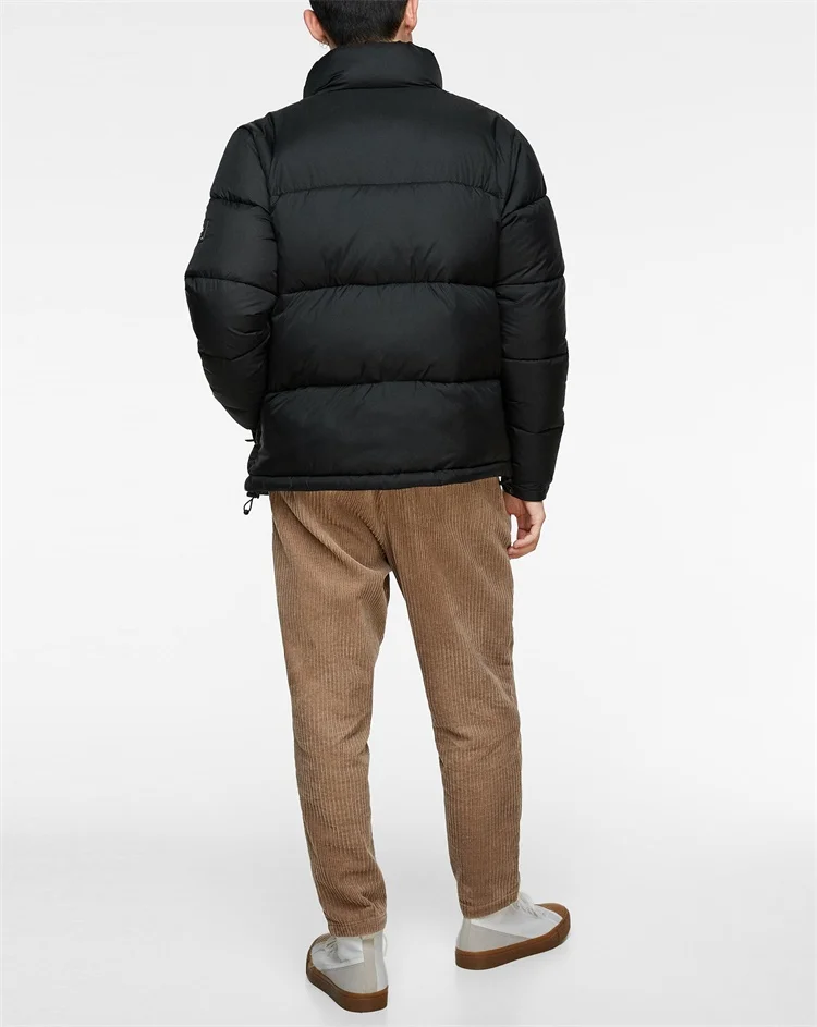 Мужская Черная полиэфирная уличная куртка-пуховик для зимы Пользовательский логотип и этикетка с принтом лучшее качество на заказ